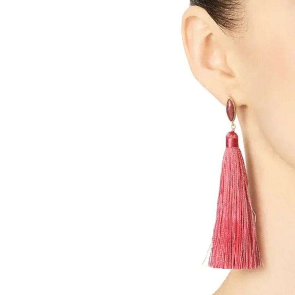 NWT Gorjana 18K Gold Plated Pink Tassel Earrings
